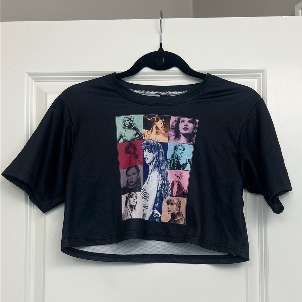 Taylor Swift Graphic Print Black Crop Top